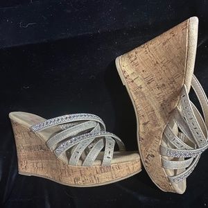 Jelly pop beige rhinestone wedge sandal
